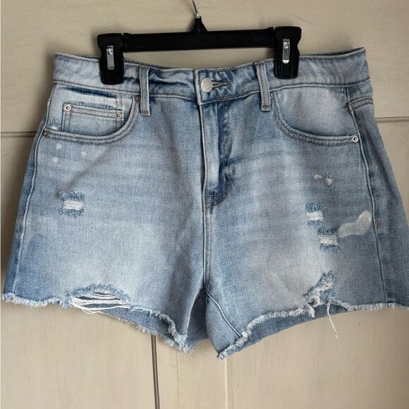 Denim Cut Off Style Shorts 8 Light Wash Distressed 8 - Picture 2 of 7